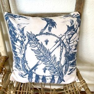 Square Dreamcatcher Indian Print Throw Pillow